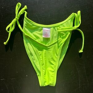Neon green/yellow high-waisted string bikini bottoms